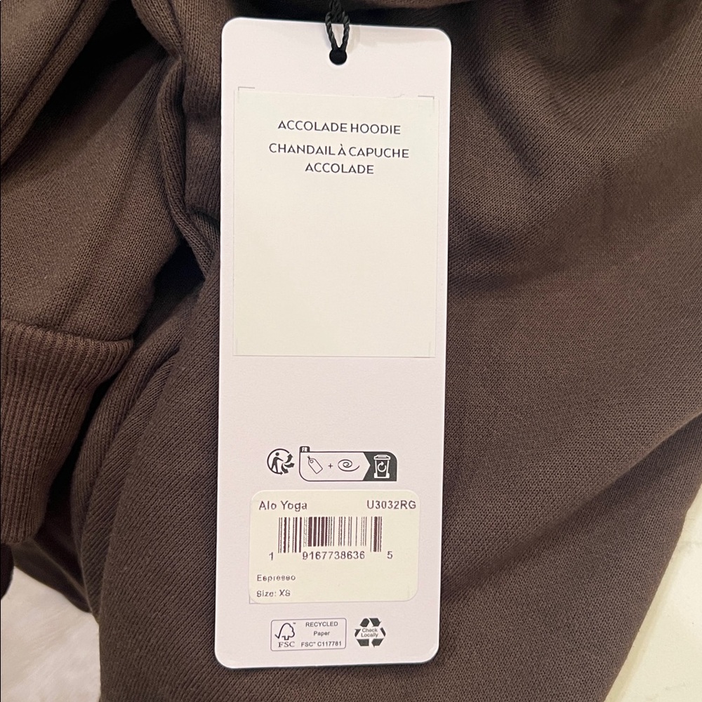 NWT ALO Accolade Hoodie Sweatshirt Espresso Size XS | $148 - Picture 14 of 15